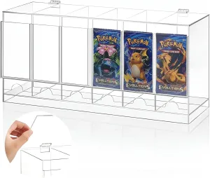 6 Slots Acrylic Booster Pack Dispenser, Card Pack Dispenser with Cover, Stackable TCG Organizer for Trading Card Packs, Booster Packs, Sports Card, Fits Booster Boxes