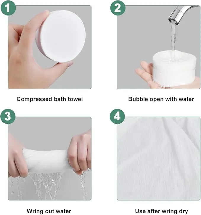 6Pcs Compressed Bath Towel, Pure Cotton Portable Bath Towel, Large Cotton Bath Towel, Reusable Travel Towel for Hotel Camping and Travel (27x55)