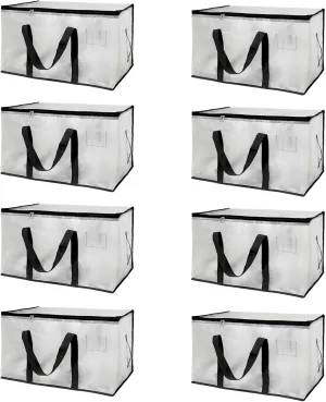 8 Pack Moving Bags Heavy Duty Packing Bags for Moving Extra Large Clear Storage Totes with Backpack Strap Strong Zippers Handle Moving Supplies for Space Saving Storage Bag College Dorm Travel Clothes