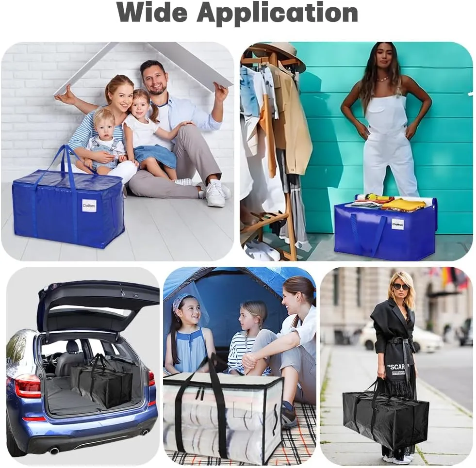 8 Pack Moving Bags Heavy Duty Packing Bags for Moving Extra Large Clear Storage Totes with Backpack Strap Strong Zippers Handle Moving Supplies for Space Saving Storage Bag College Dorm Travel Clothes
