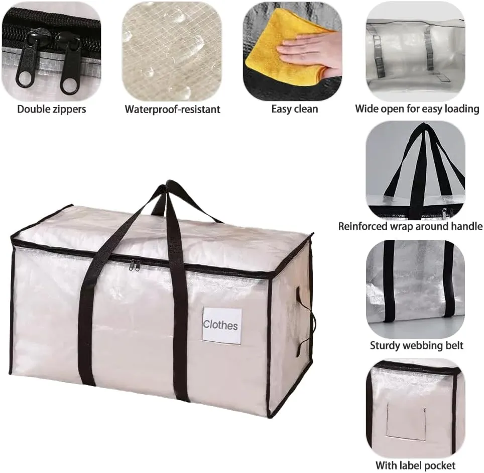 8 Pack Moving Bags Heavy Duty Packing Bags for Moving Extra Large Clear Storage Totes with Backpack Strap Strong Zippers Handle Moving Supplies for Space Saving Storage Bag College Dorm Travel Clothes