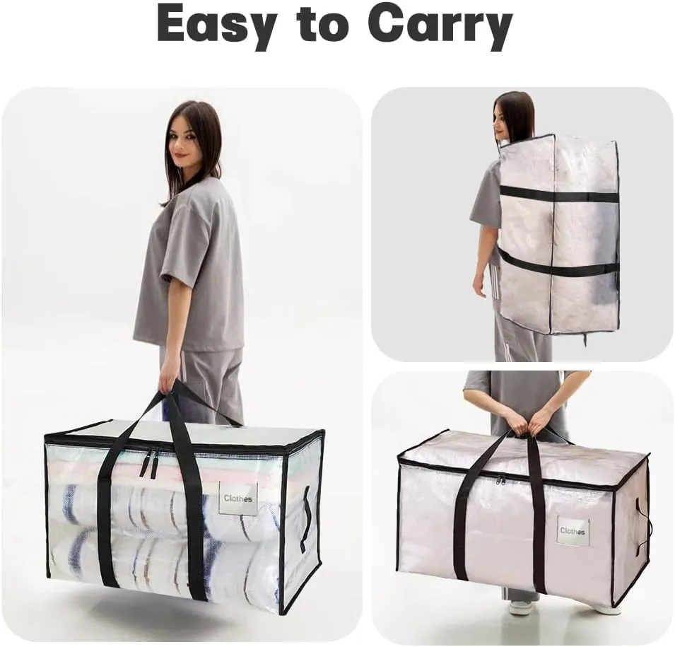 8 Pack Moving Bags Heavy Duty Packing Bags for Moving Extra Large Clear Storage Totes with Backpack Strap Strong Zippers Handle Moving Supplies for Space Saving Storage Bag College Dorm Travel Clothes