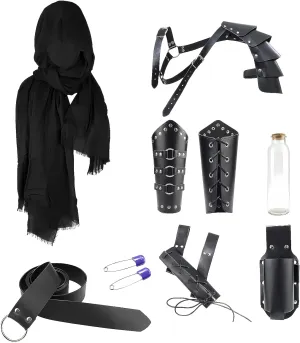 8PCS Medieval Knight Assassin Costume Men Pirate Viking Accessories Half Shoulder Cape Scarf for Halloween Ren Faire