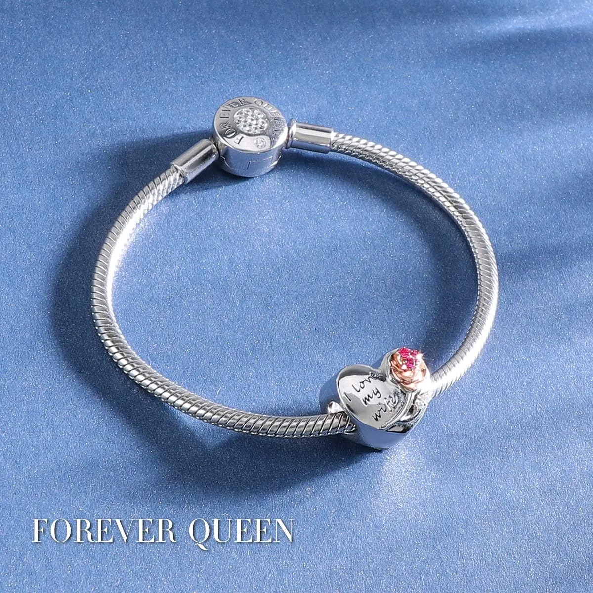 925 Sterling Silver Heart Love with 3D Rose Flower Charms Beads for Bracelets Necklaces Wedding Valentine's Day Mother's Day Christmas Gift Jewelry for Wife Mom Sister Family Best Friends