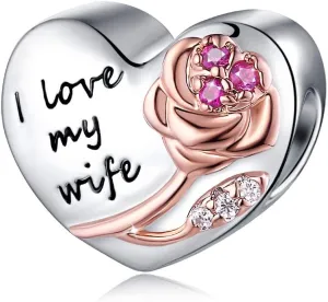 925 Sterling Silver Heart Love with 3D Rose Flower Charms Beads for Bracelets Necklaces Wedding Valentine's Day Mother's Day Christmas Gift Jewelry for Wife Mom Sister Family Best Friends