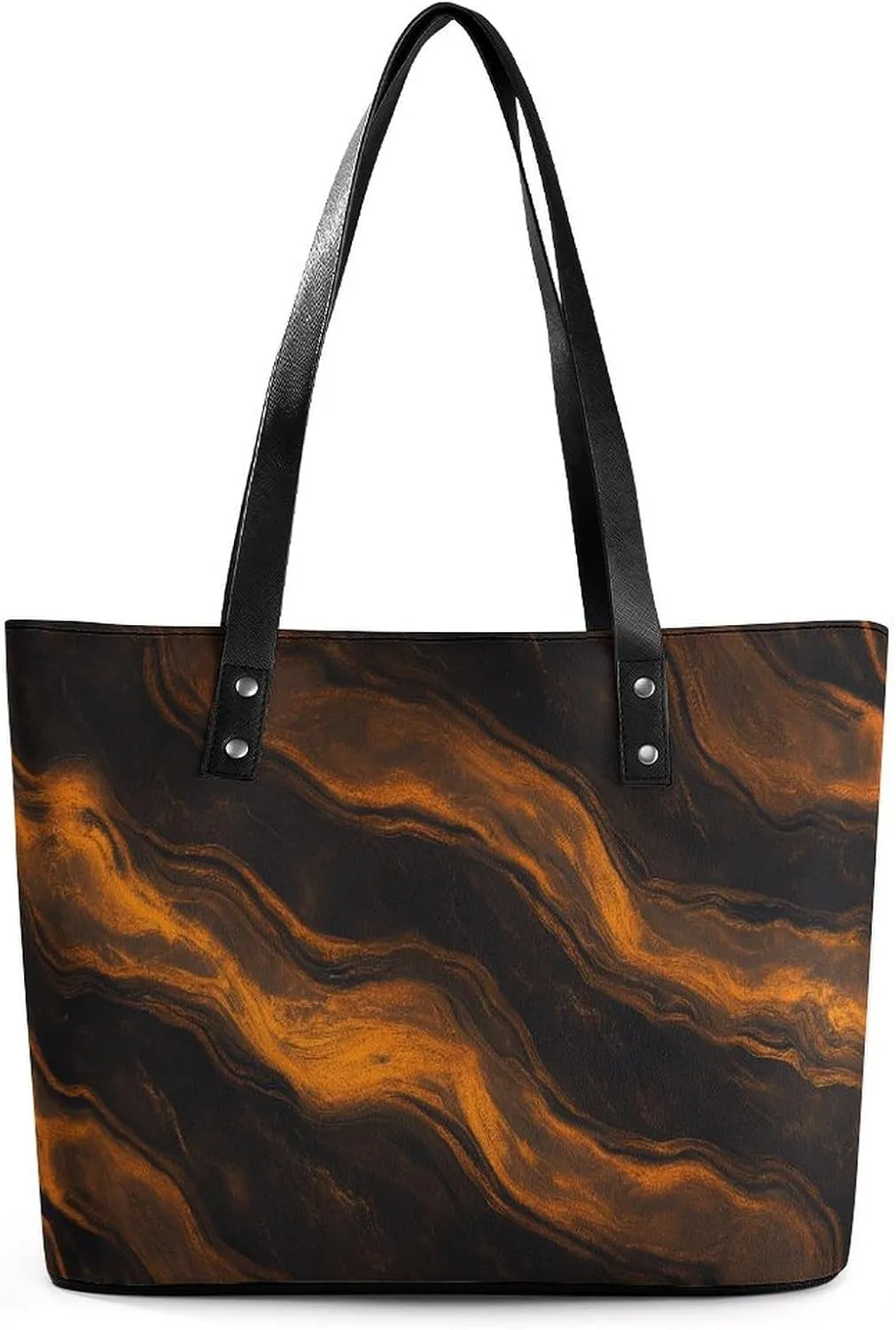 Abstract Brown Black Marble Texture Women Soft Leather Handbags Tote Purses Shoulder Bucket Bags