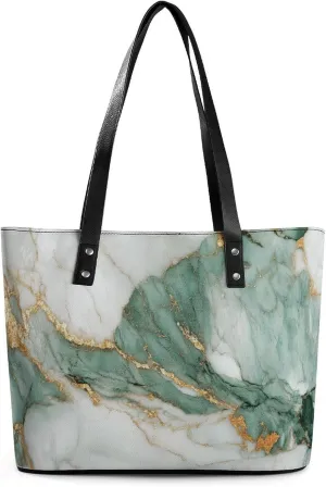 Abstract Brown Black Marble Texture Women Soft Leather Handbags Tote Purses Shoulder Bucket Bags