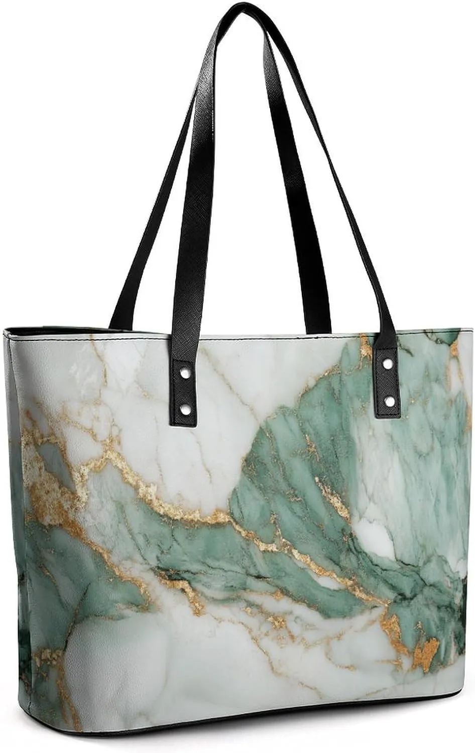 Abstract Brown Black Marble Texture Women Soft Leather Handbags Tote Purses Shoulder Bucket Bags