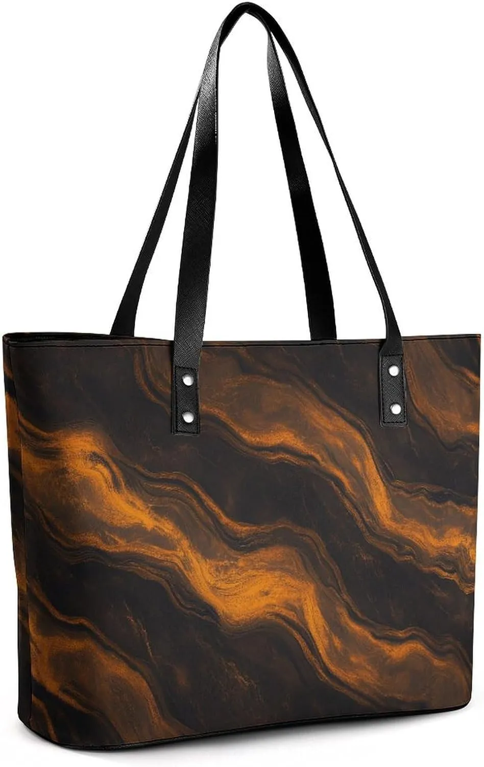 Abstract Brown Black Marble Texture Women Soft Leather Handbags Tote Purses Shoulder Bucket Bags