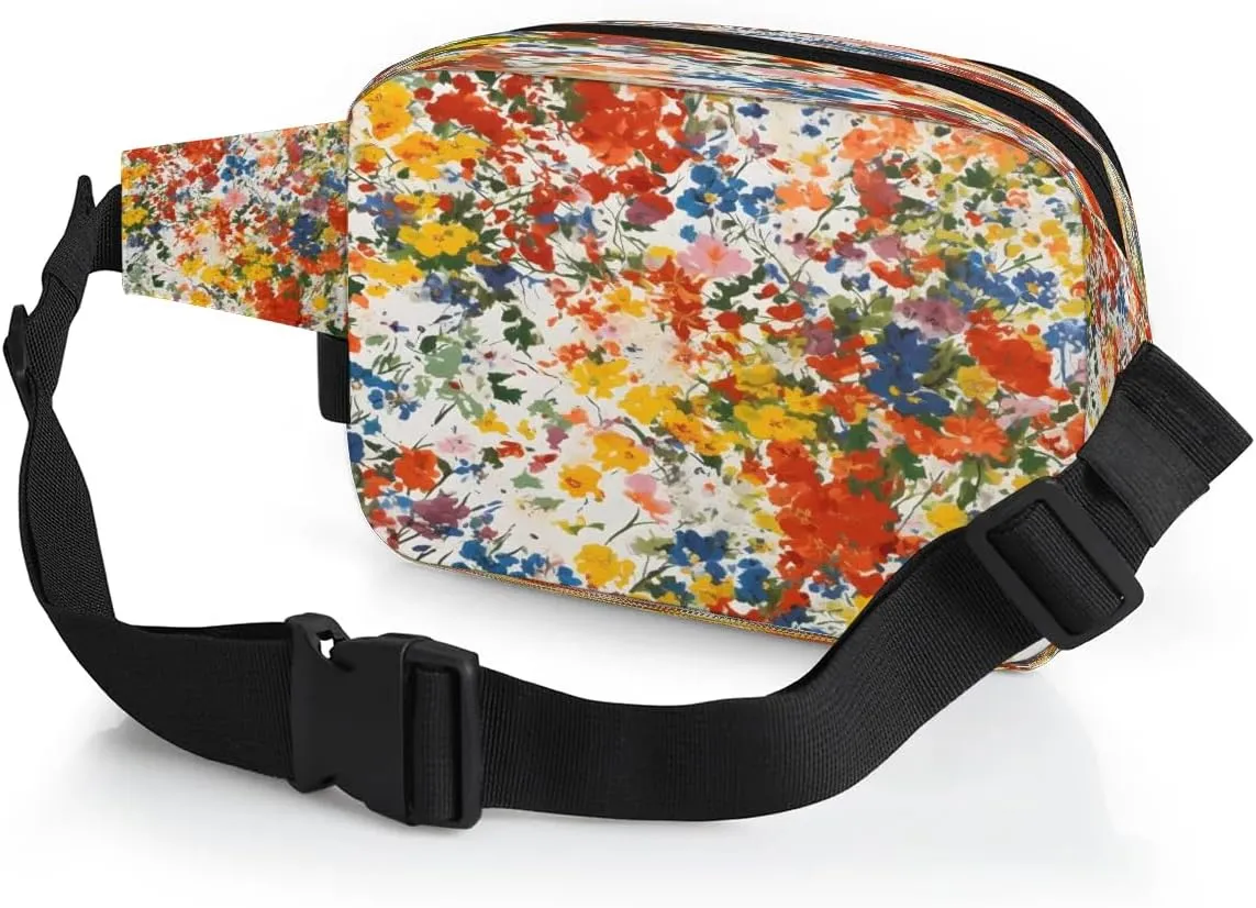Abstract Flowers Men's and Women's Waist Pack Crossbody Colorful flowers Waist Pack Running Strap, Adjustable Shoulder Strap - For Hiking and Running Exercise Fitness