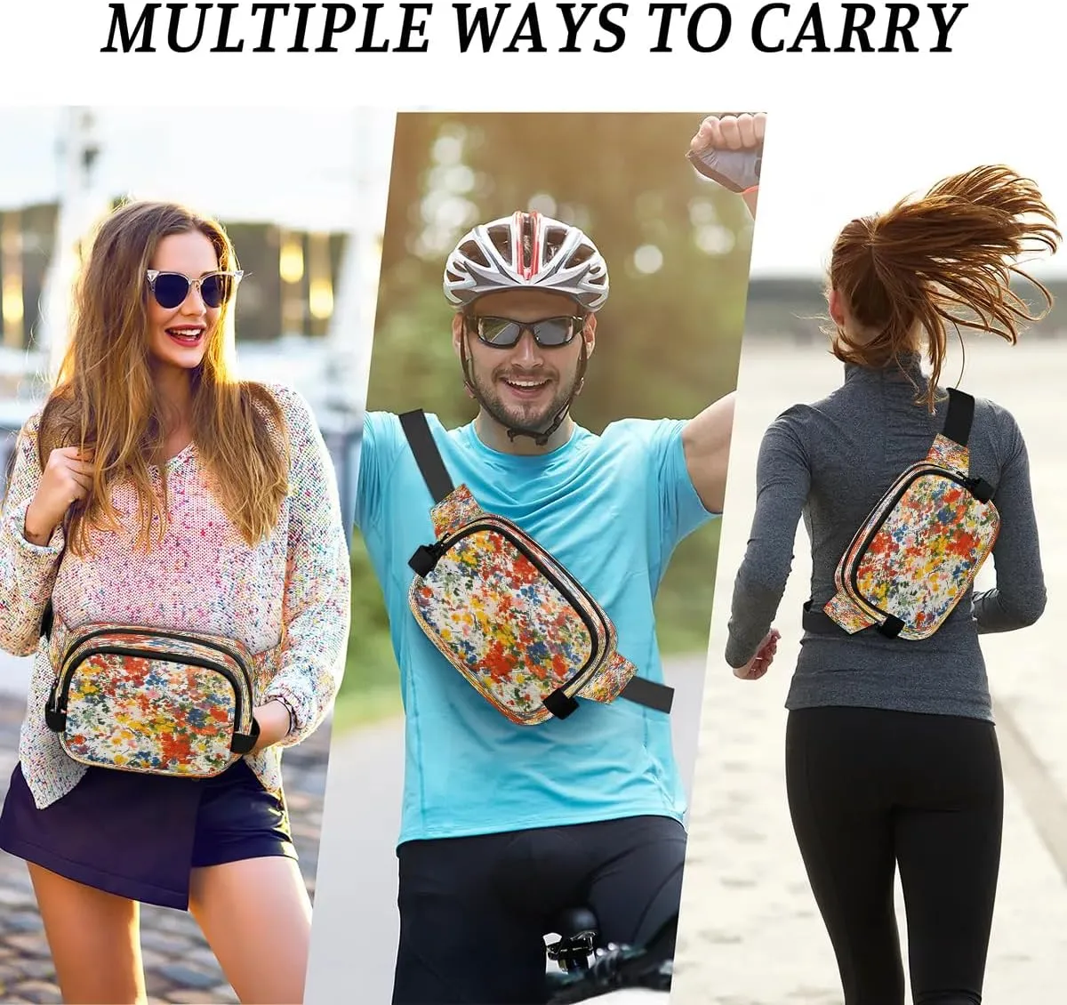Abstract Flowers Men's and Women's Waist Pack Crossbody Colorful flowers Waist Pack Running Strap, Adjustable Shoulder Strap - For Hiking and Running Exercise Fitness