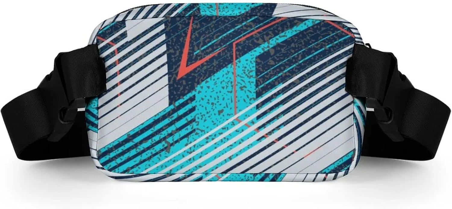 Abstract Oblique Geometry Belt Bag Fanny Pack Crossbody Cyan Blue White Fashion Waist Packs With Adjustable Strap For Men Women Travel Hiking Cycling Running