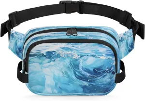 Abstract Oceans Men's and Women's Waist Pack Crossbody Cute Blue Ocean Waist Pack Running Strap, Adjustable Shoulder Strap - For Hiking and Running Exercise Fitness