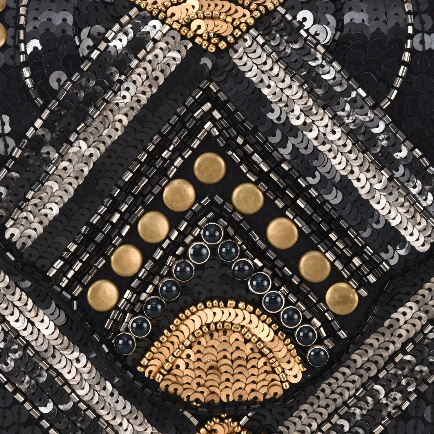 Abstract Patterned Embellished Fold-over Clutch