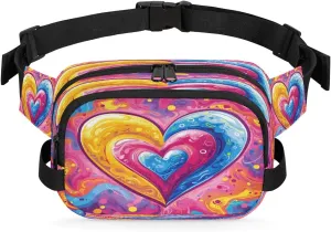 Abstraction Cute Heart Print Fanny Packs for Women Men Waterproof Waist Bag with Adjustable Strap Belt Bag for Travel Running Hiking