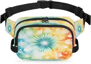 Abstraction Flower Pattern Fanny Packs for Women Men Waterproof Waist Bag with Adjustable Strap Belt Bag for Travel Running Hiking