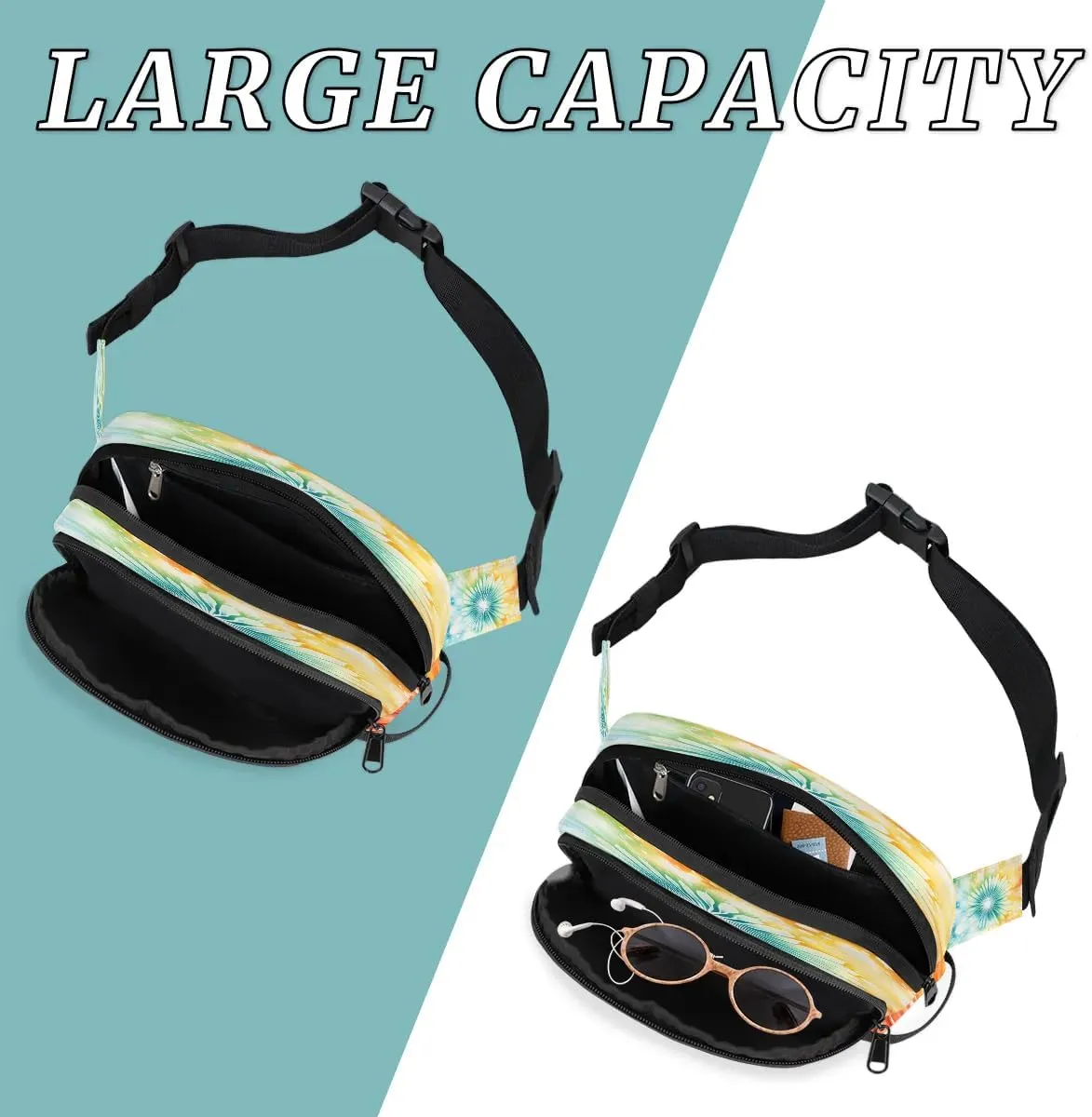 Abstraction Flower Pattern Fanny Packs for Women Men Waterproof Waist Bag with Adjustable Strap Belt Bag for Travel Running Hiking