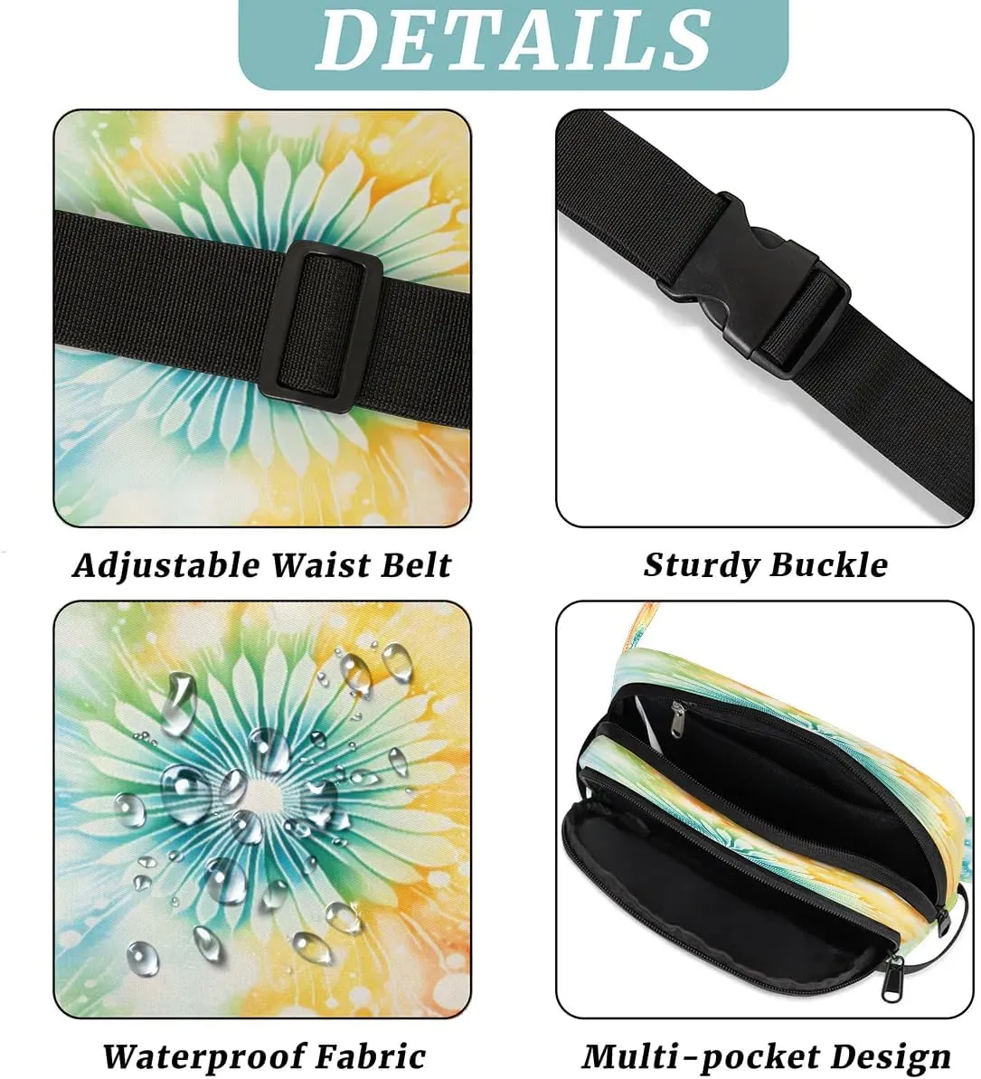 Abstraction Flower Pattern Fanny Packs for Women Men Waterproof Waist Bag with Adjustable Strap Belt Bag for Travel Running Hiking