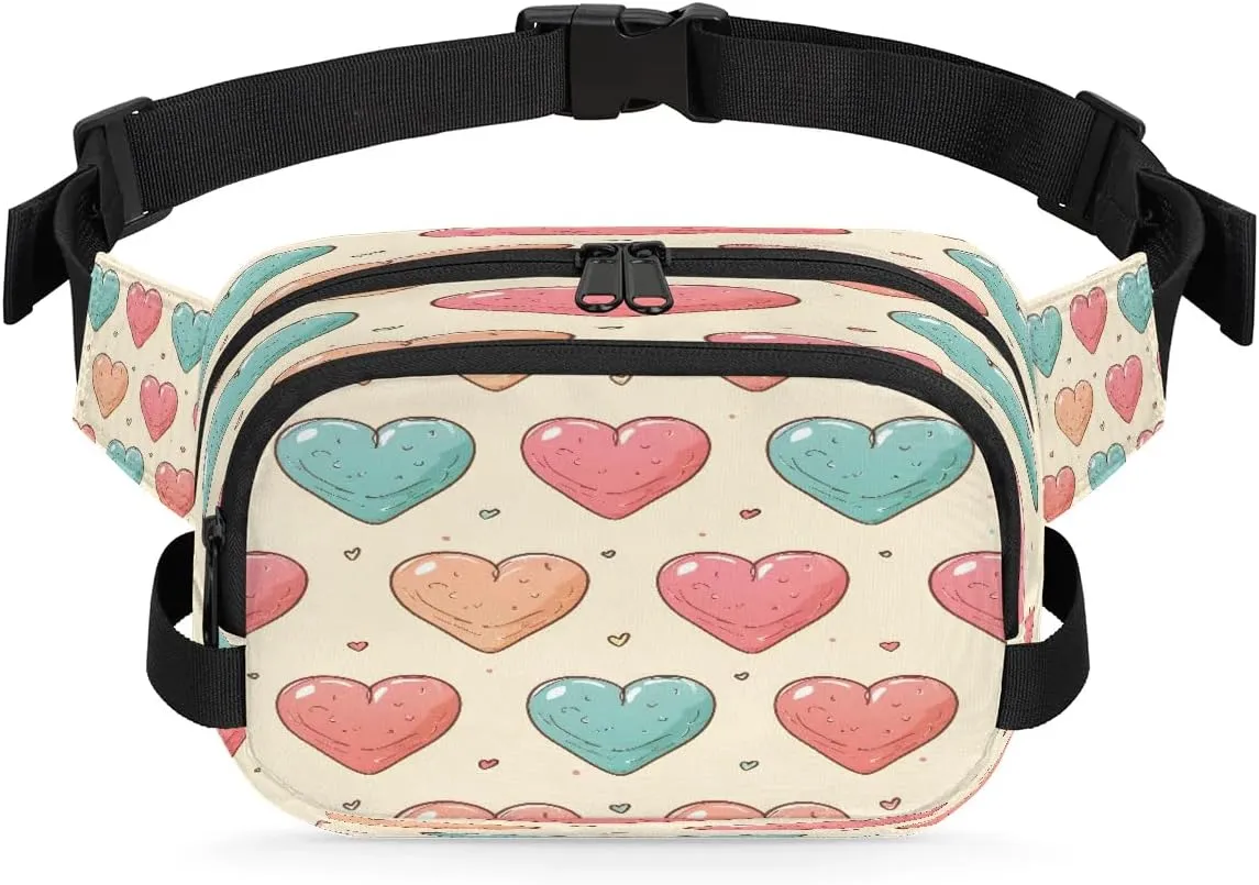 Abstraction Love Color Pattern Fanny Packs for Women Men Waterproof Waist Bag with Adjustable Strap Belt Bag for Travel Running Hiking