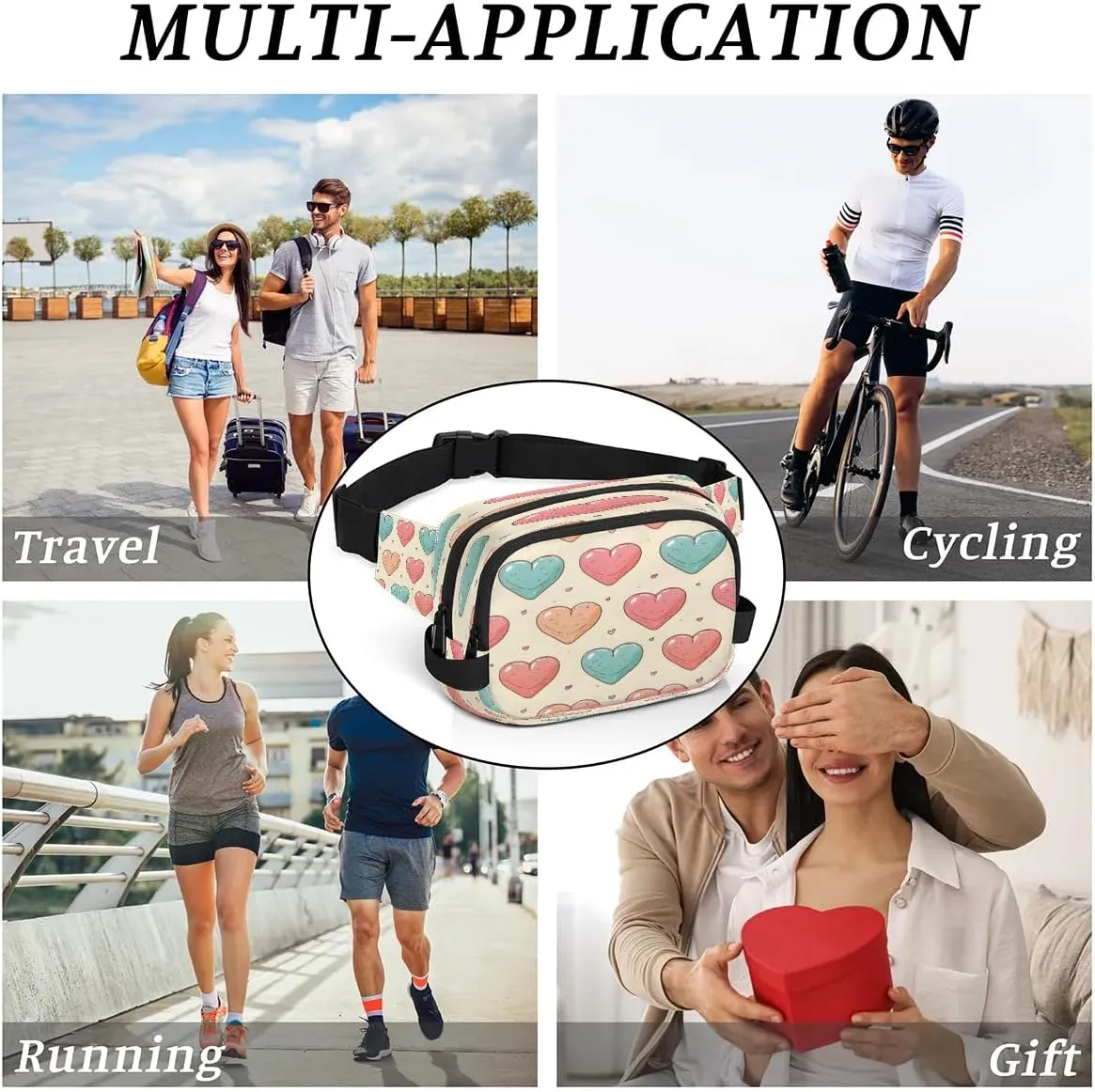 Abstraction Love Color Pattern Fanny Packs for Women Men Waterproof Waist Bag with Adjustable Strap Belt Bag for Travel Running Hiking