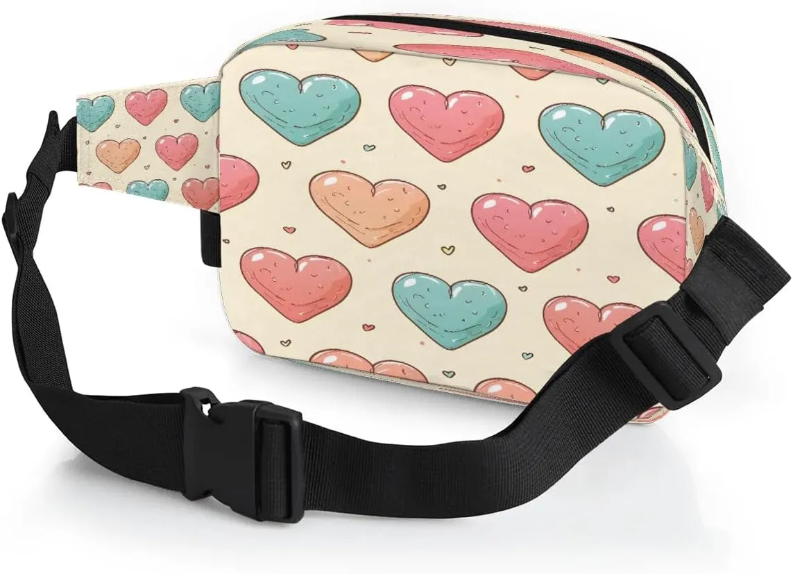 Abstraction Love Color Pattern Fanny Packs for Women Men Waterproof Waist Bag with Adjustable Strap Belt Bag for Travel Running Hiking