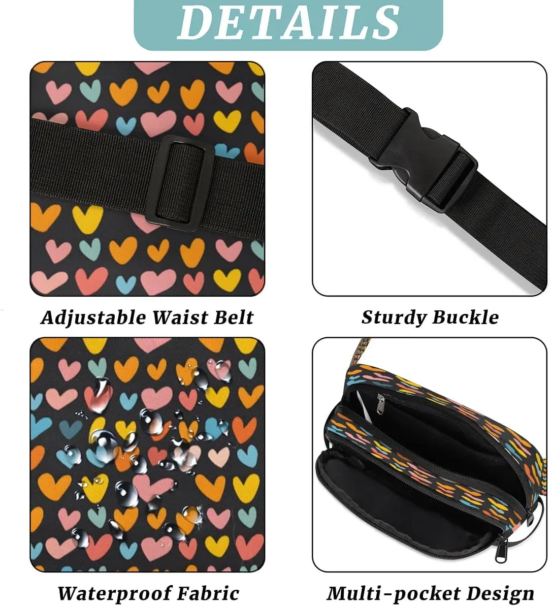 Abstraction Love Color Print Fanny Packs for Women Men Waterproof Waist Bag with Adjustable Strap Belt Bag for Travel Running Hiking