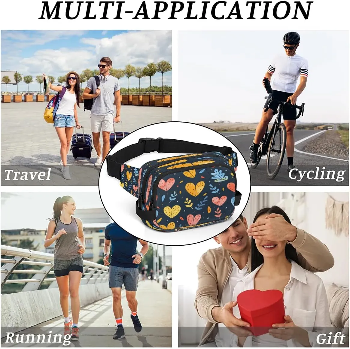 Abstraction Love Color Prints Fanny Packs for Women Men Waterproof Waist Bag with Adjustable Strap Belt Bag for Travel Running Hiking