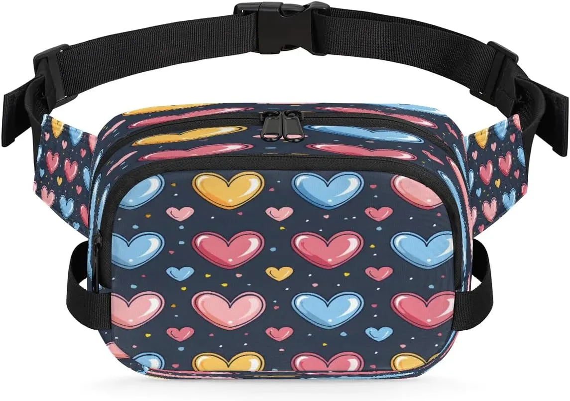 Abstraction Love Fanny Pattern Fanny Packs for Women Men Waterproof Waist Bag with Adjustable Strap Belt Bag for Travel Running Hiking