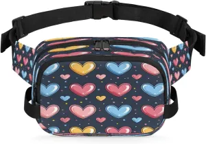 Abstraction Love Fanny Pattern Fanny Packs for Women Men Waterproof Waist Bag with Adjustable Strap Belt Bag for Travel Running Hiking