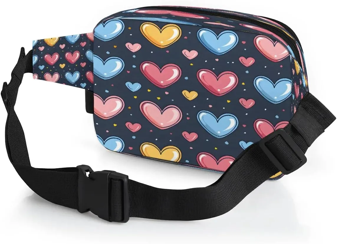 Abstraction Love Fanny Pattern Fanny Packs for Women Men Waterproof Waist Bag with Adjustable Strap Belt Bag for Travel Running Hiking