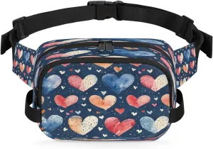 Abstraction Love Retro Printing Fanny Packs for Women Men Waterproof Waist Bag with Adjustable Strap Belt Bag for Travel Running Hiking