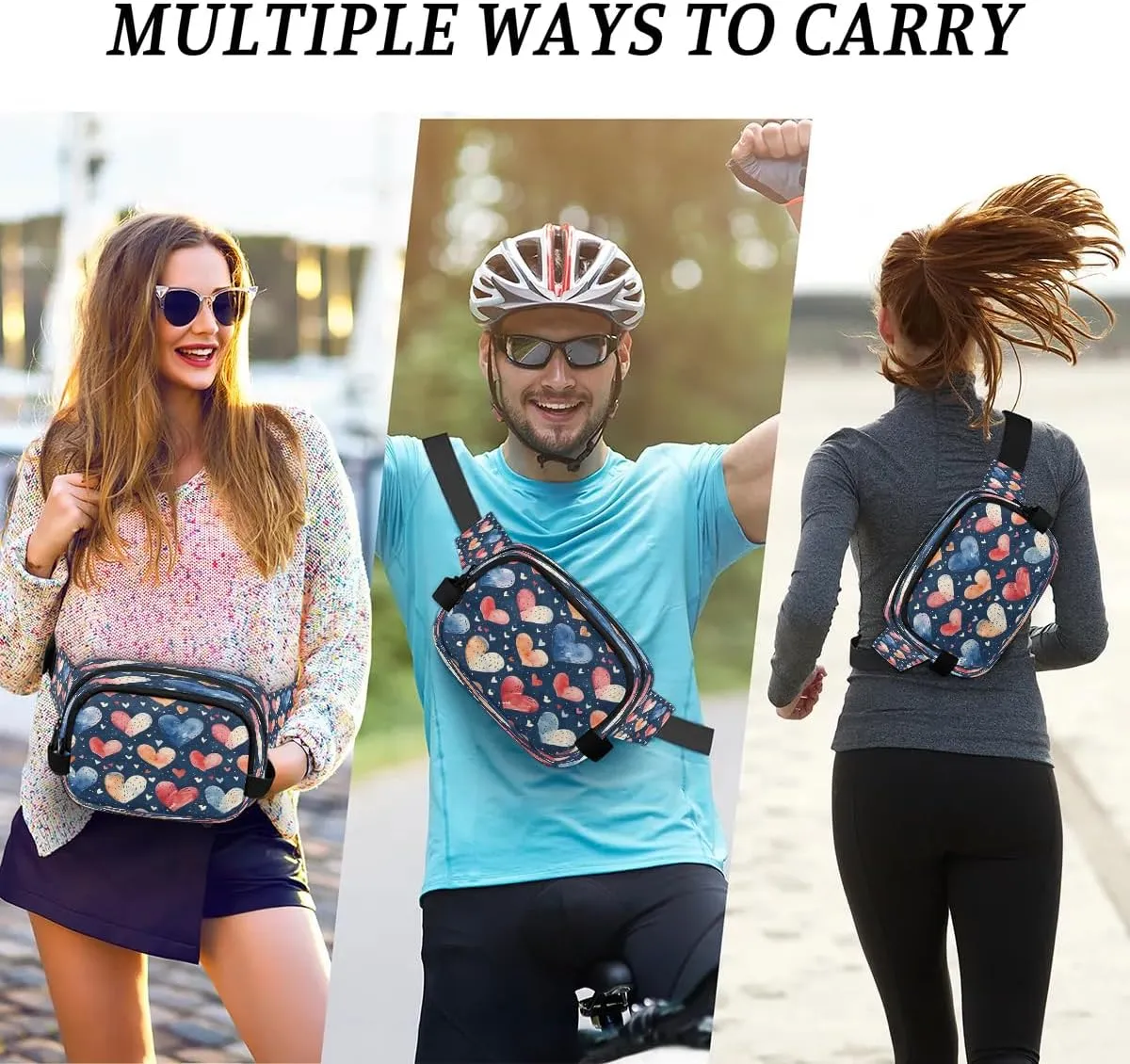 Abstraction Love Retro Printing Fanny Packs for Women Men Waterproof Waist Bag with Adjustable Strap Belt Bag for Travel Running Hiking