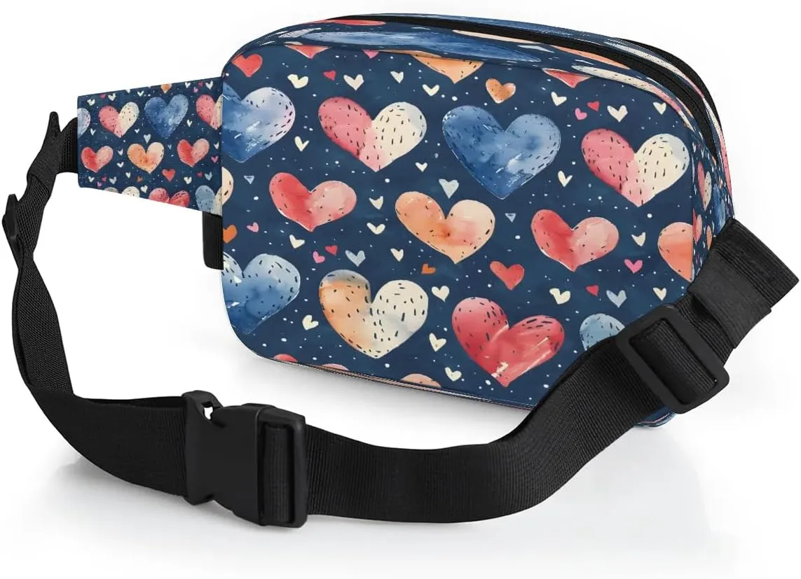 Abstraction Love Retro Printing Fanny Packs for Women Men Waterproof Waist Bag with Adjustable Strap Belt Bag for Travel Running Hiking