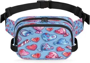 Abstraction Multi Love Prints Fanny Packs for Women Men Waterproof Waist Bag with Adjustable Strap Belt Bag for Travel Running Hiking