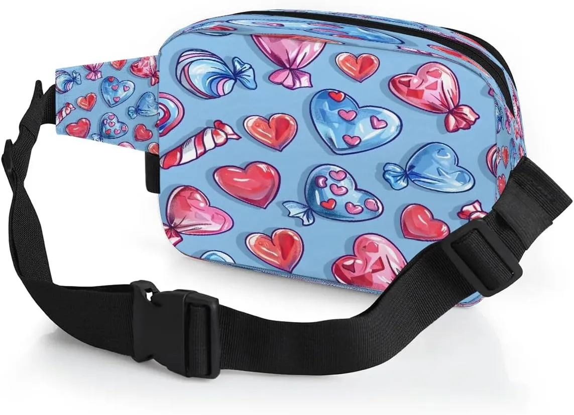 Abstraction Multi Love Prints Fanny Packs for Women Men Waterproof Waist Bag with Adjustable Strap Belt Bag for Travel Running Hiking
