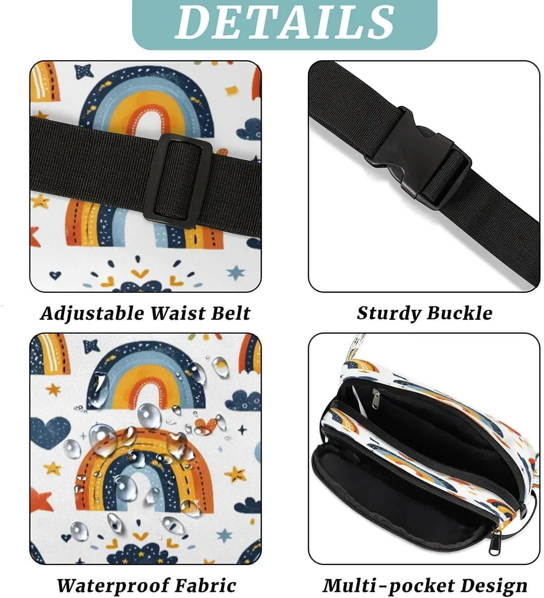 Abstraction Multi-Pattern Fanny Packs for Women Men Waterproof Waist Bag with Adjustable Strap Belt Bag for Travel Running Hiking