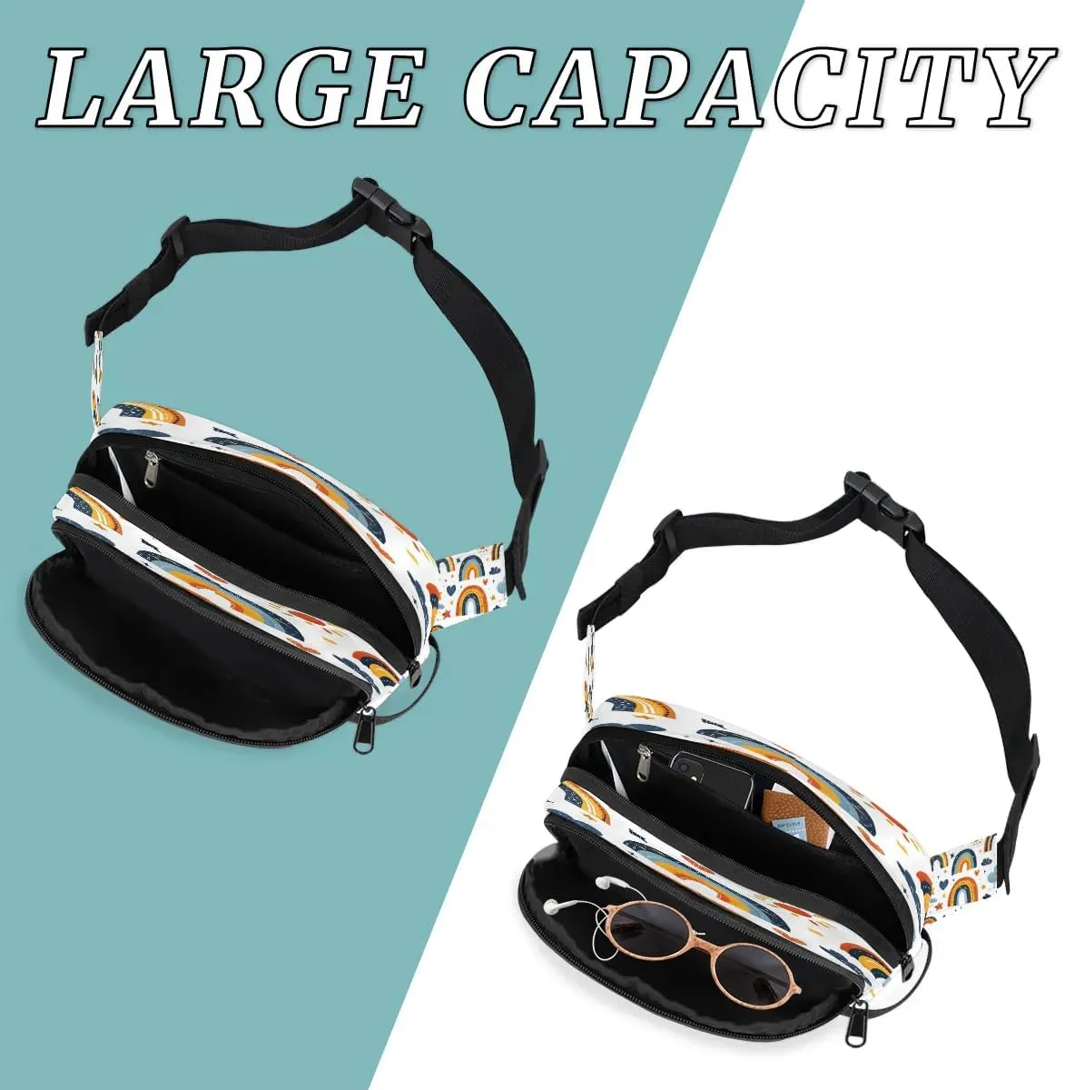 Abstraction Multi-Pattern Fanny Packs for Women Men Waterproof Waist Bag with Adjustable Strap Belt Bag for Travel Running Hiking