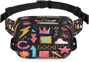 Abstraction Multi-Print Fanny Packs for Women Men Waterproof Waist Bag with Adjustable Strap Belt Bag for Travel Running Hiking
