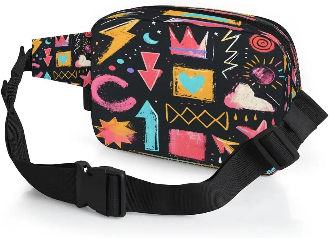 Abstraction Multi-Print Fanny Packs for Women Men Waterproof Waist Bag with Adjustable Strap Belt Bag for Travel Running Hiking