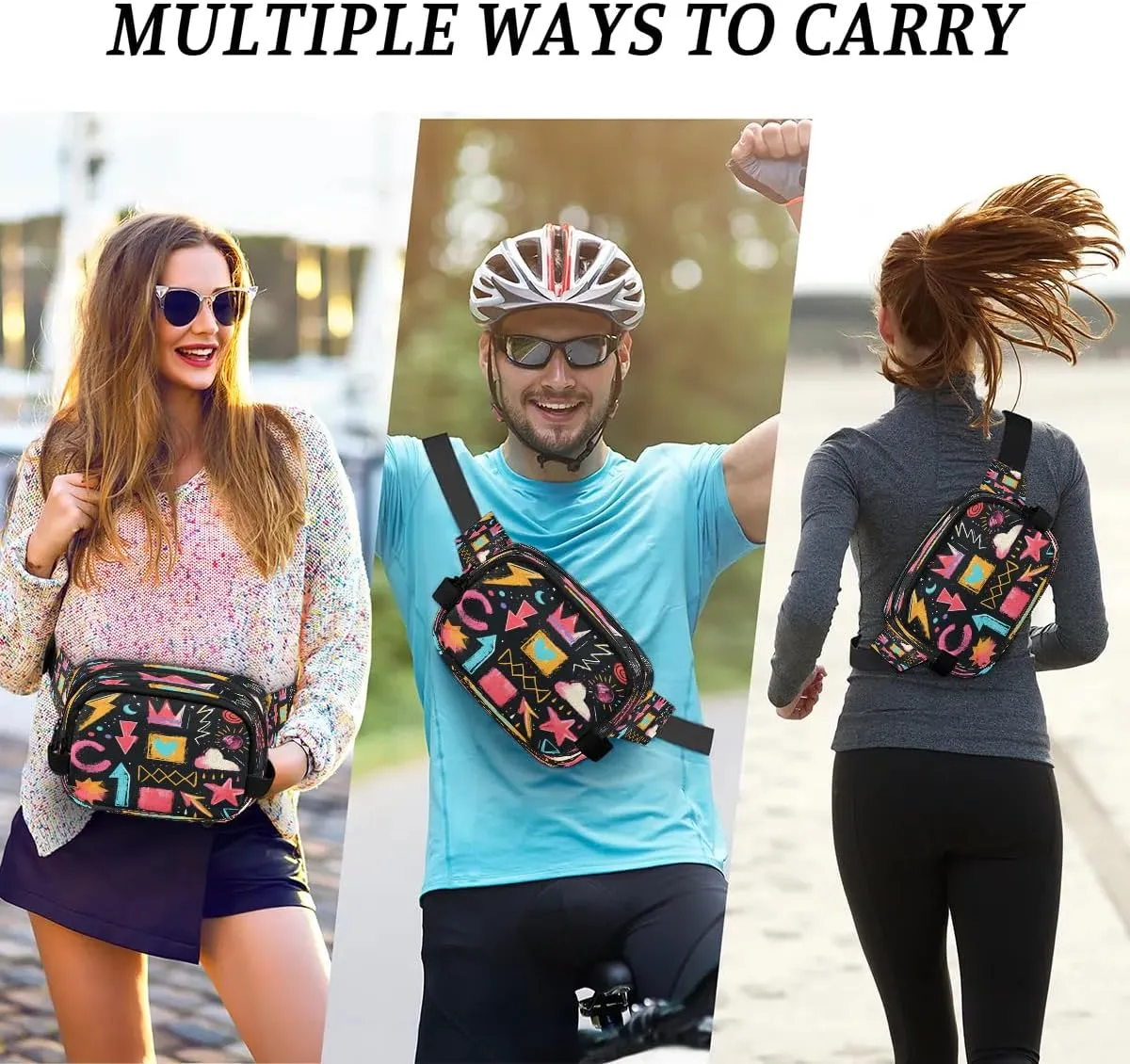 Abstraction Multi-Print Fanny Packs for Women Men Waterproof Waist Bag with Adjustable Strap Belt Bag for Travel Running Hiking