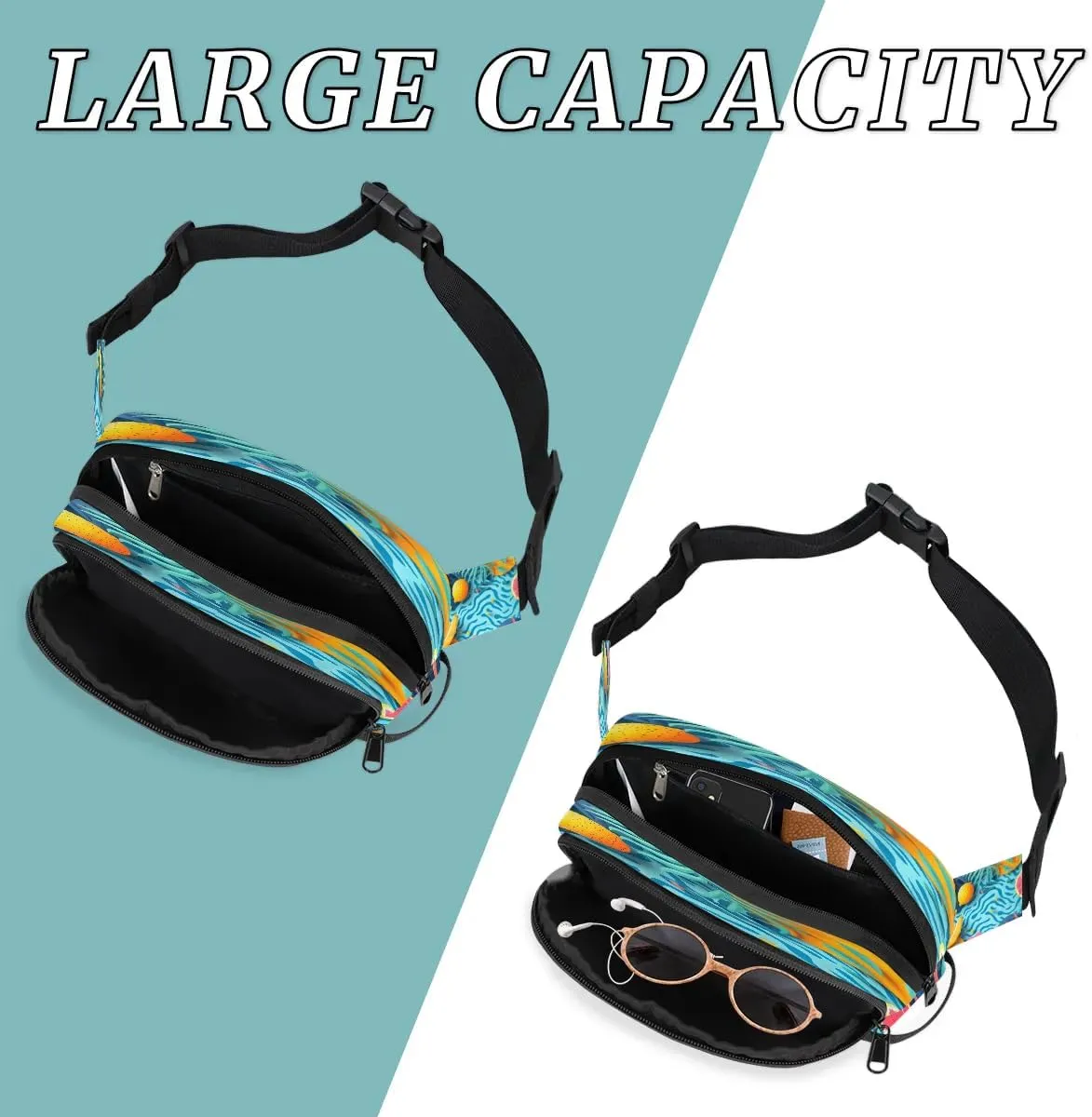 Abstraction Multicolor Fruit Fanny Packs for Women Men Waterproof Waist Bag with Adjustable Strap Belt Bag for Travel Running Hiking