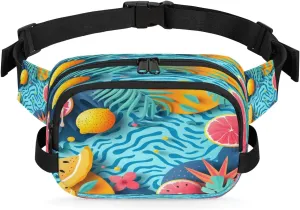 Abstraction Multicolor Fruit Fanny Packs for Women Men Waterproof Waist Bag with Adjustable Strap Belt Bag for Travel Running Hiking