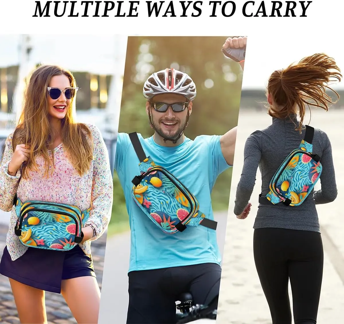 Abstraction Multicolor Fruit Fanny Packs for Women Men Waterproof Waist Bag with Adjustable Strap Belt Bag for Travel Running Hiking