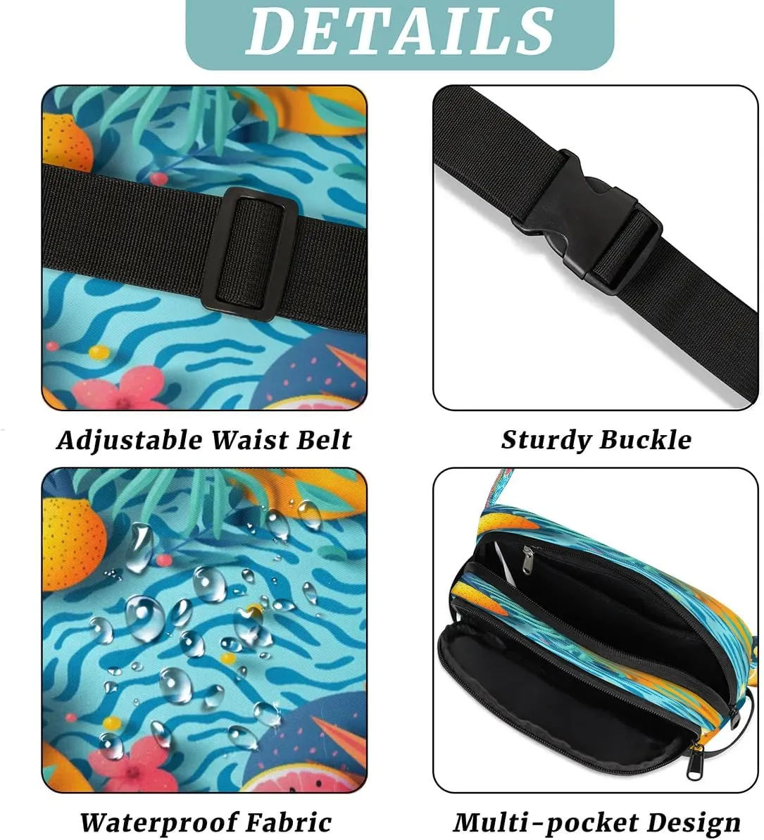 Abstraction Multicolor Fruit Fanny Packs for Women Men Waterproof Waist Bag with Adjustable Strap Belt Bag for Travel Running Hiking