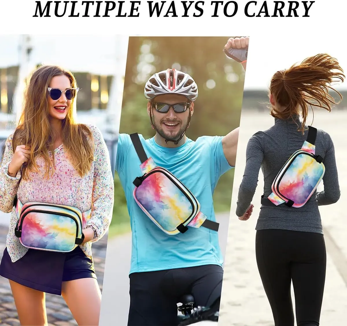 Abstraction Multicolor Pattern Fanny Packs for Women Men Waterproof Waist Bag with Adjustable Strap Belt Bag for Travel Running Hiking