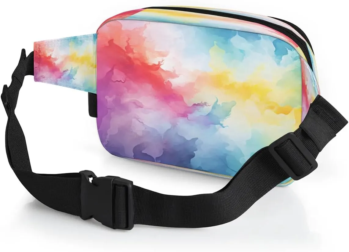 Abstraction Multicolor Pattern Fanny Packs for Women Men Waterproof Waist Bag with Adjustable Strap Belt Bag for Travel Running Hiking