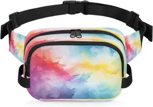 Abstraction Multicolor Pattern Fanny Packs for Women Men Waterproof Waist Bag with Adjustable Strap Belt Bag for Travel Running Hiking