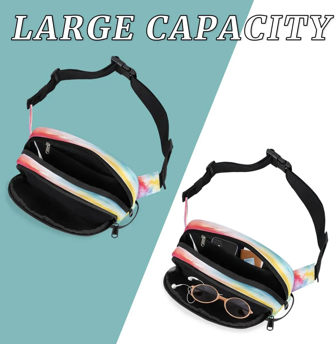Abstraction Multicolor Pattern Fanny Packs for Women Men Waterproof Waist Bag with Adjustable Strap Belt Bag for Travel Running Hiking