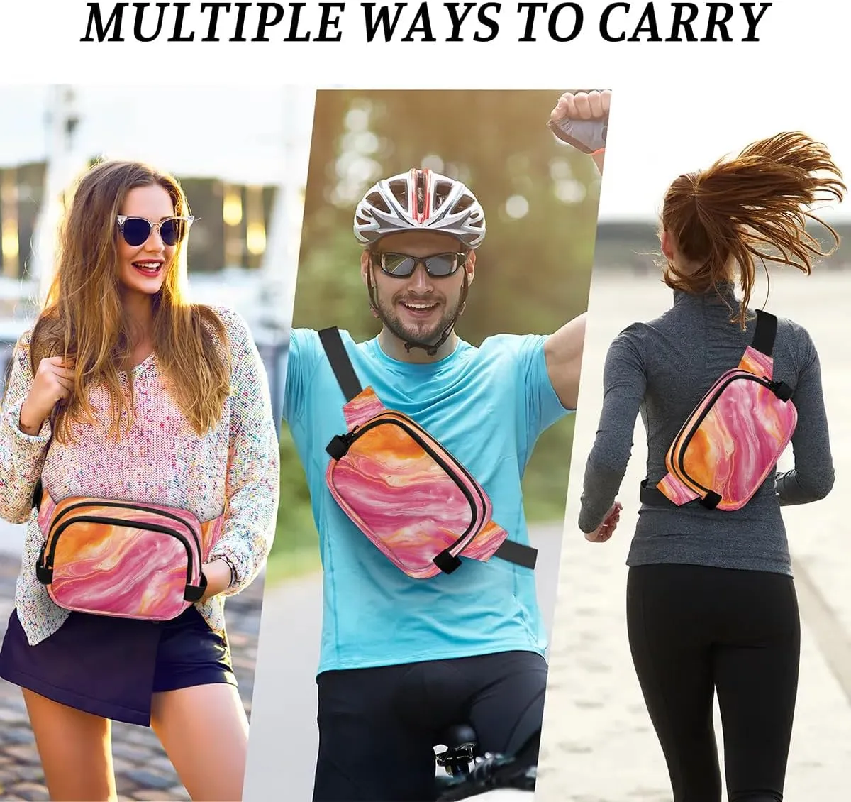 Abstraction Multicolor Prints Fanny Packs for Women Men Waterproof Waist Bag with Adjustable Strap Belt Bag for Travel Running Hiking