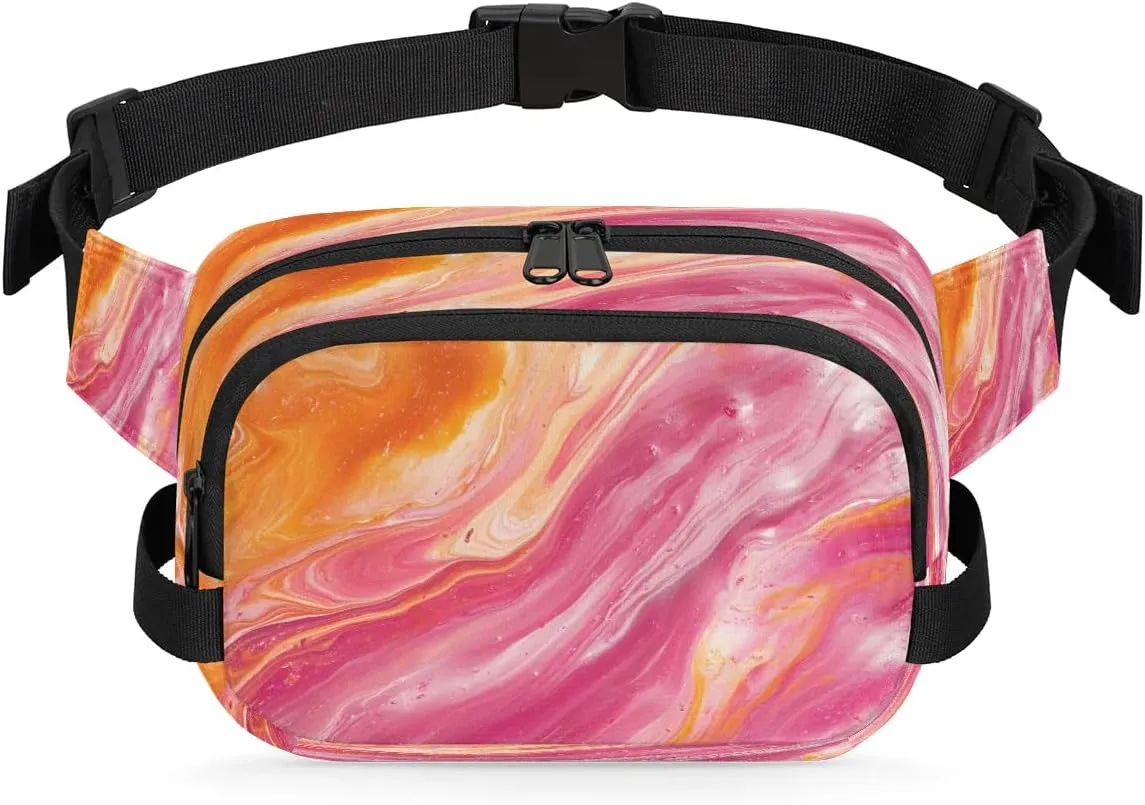 Abstraction Multicolor Prints Fanny Packs for Women Men Waterproof Waist Bag with Adjustable Strap Belt Bag for Travel Running Hiking